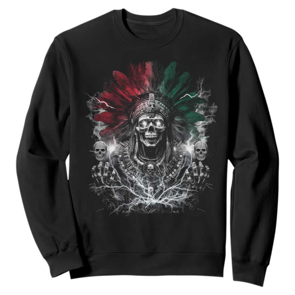 Ancient Aztec King Sweatshirt Calabera Azteca Mexican Skull Skeleton TS10 Black Print Your Wear