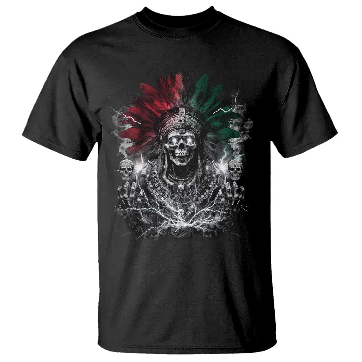 Ancient Aztec King T Shirt Calabera Azteca Mexican Skull Skeleton TS10 Black Print Your Wear