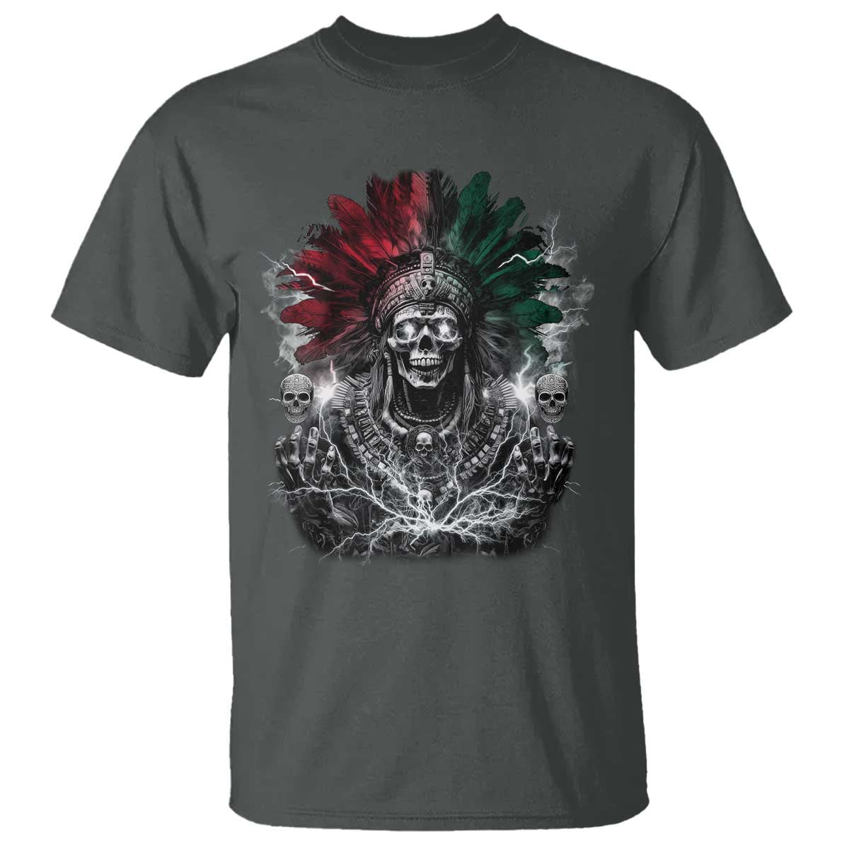 Ancient Aztec King T Shirt Calabera Azteca Mexican Skull Skeleton TS10 Dark Heather Print Your Wear