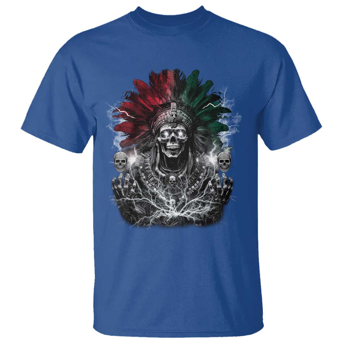 Ancient Aztec King T Shirt Calabera Azteca Mexican Skull Skeleton TS10 Royal Blue Print Your Wear
