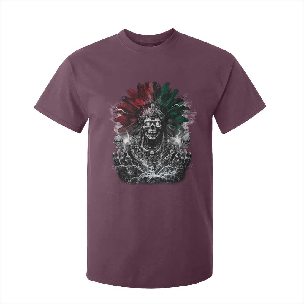 Ancient Aztec King T Shirt For Kid Calabera Azteca Mexican Skull Skeleton TS10 Maroon Print Your Wear