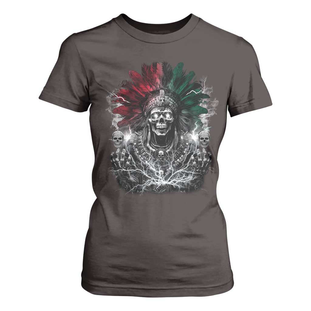 Ancient Aztec King T Shirt For Women Calabera Azteca Mexican Skull Skeleton TS10 Dark Chocolate Print Your Wear