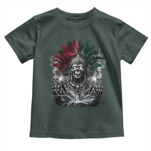 Ancient Aztec King Toddler T Shirt Calabera Azteca Mexican Skull Skeleton TS10 Dark Forest Green Print Your Wear