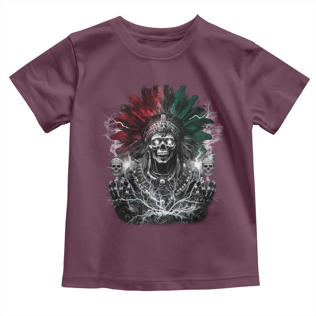 Ancient Aztec King Toddler T Shirt Calabera Azteca Mexican Skull Skeleton TS10 Maroon Print Your Wear
