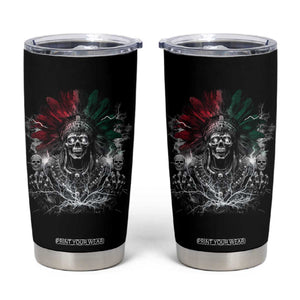Ancient Aztec King Tumbler Cup Calabera Azteca Mexican Skull Skeleton TS10 Black Print Your Wear