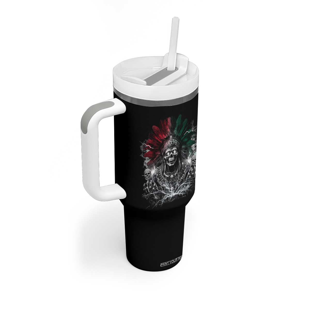 Ancient Aztec King Tumbler With Handle Calabera Azteca Mexican Skull Skeleton TS10 Print Your Wear
