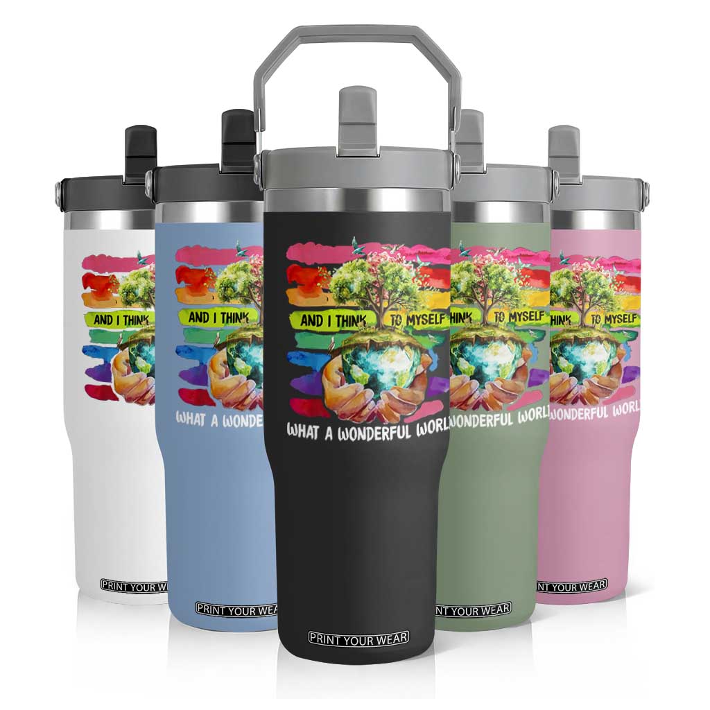 And I Think To Myself What A Wonderful World Earth Day Flip Straw Tumbler TS11 Print Your Wear
