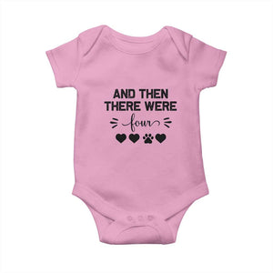 And Then There Were Four Baby Onesie Pregnancy Baby Announcement With Dog TS10 Light Pink Print Your Wear