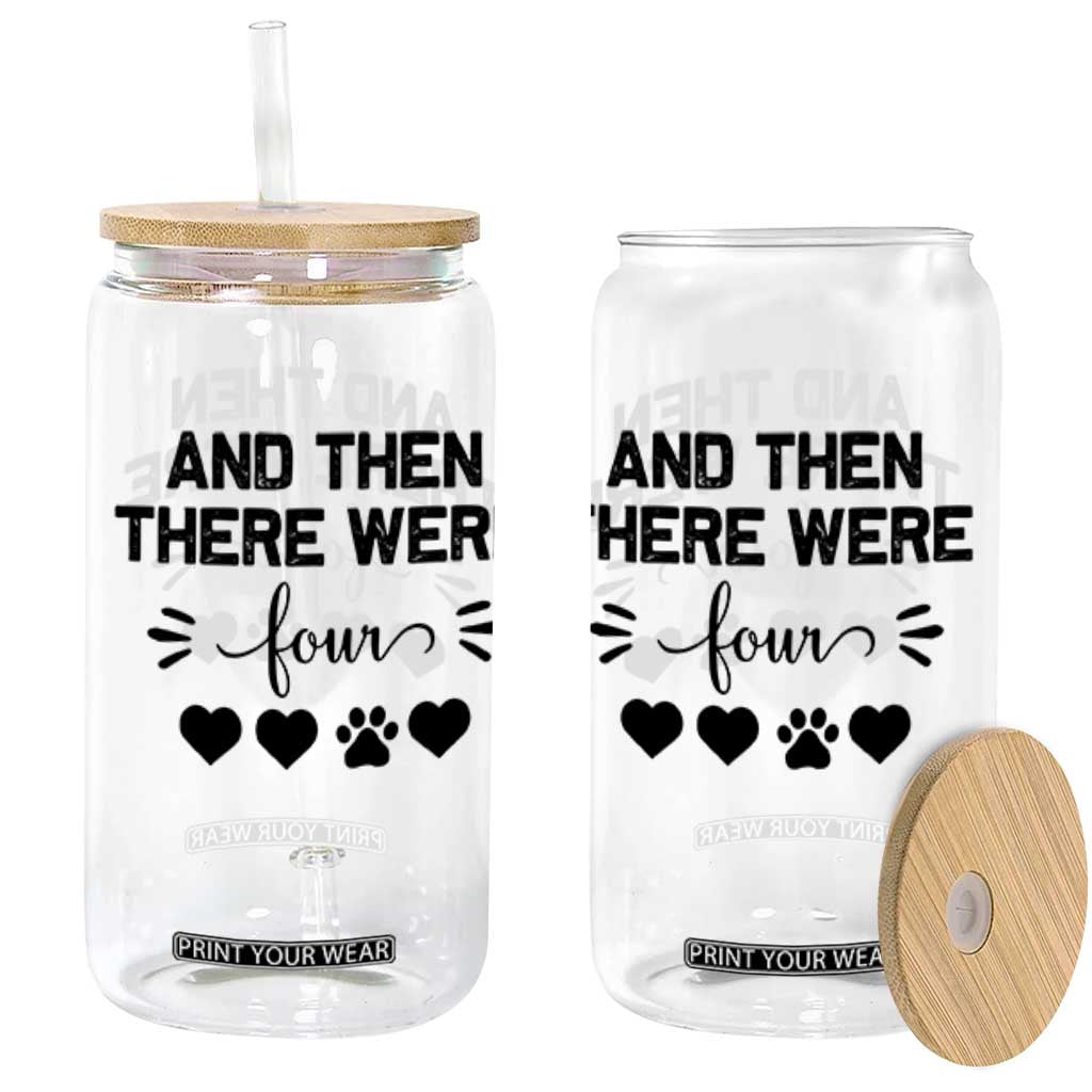 And Then There Were Four Glass Can Pregnancy Baby Announcement With Dog TS10 White Print Your Wear
