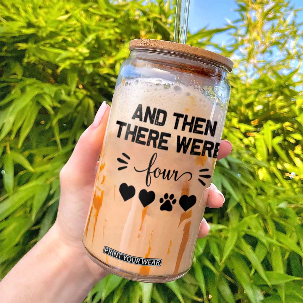 And Then There Were Four Glass Can Pregnancy Baby Announcement With Dog TS10 Print Your Wear