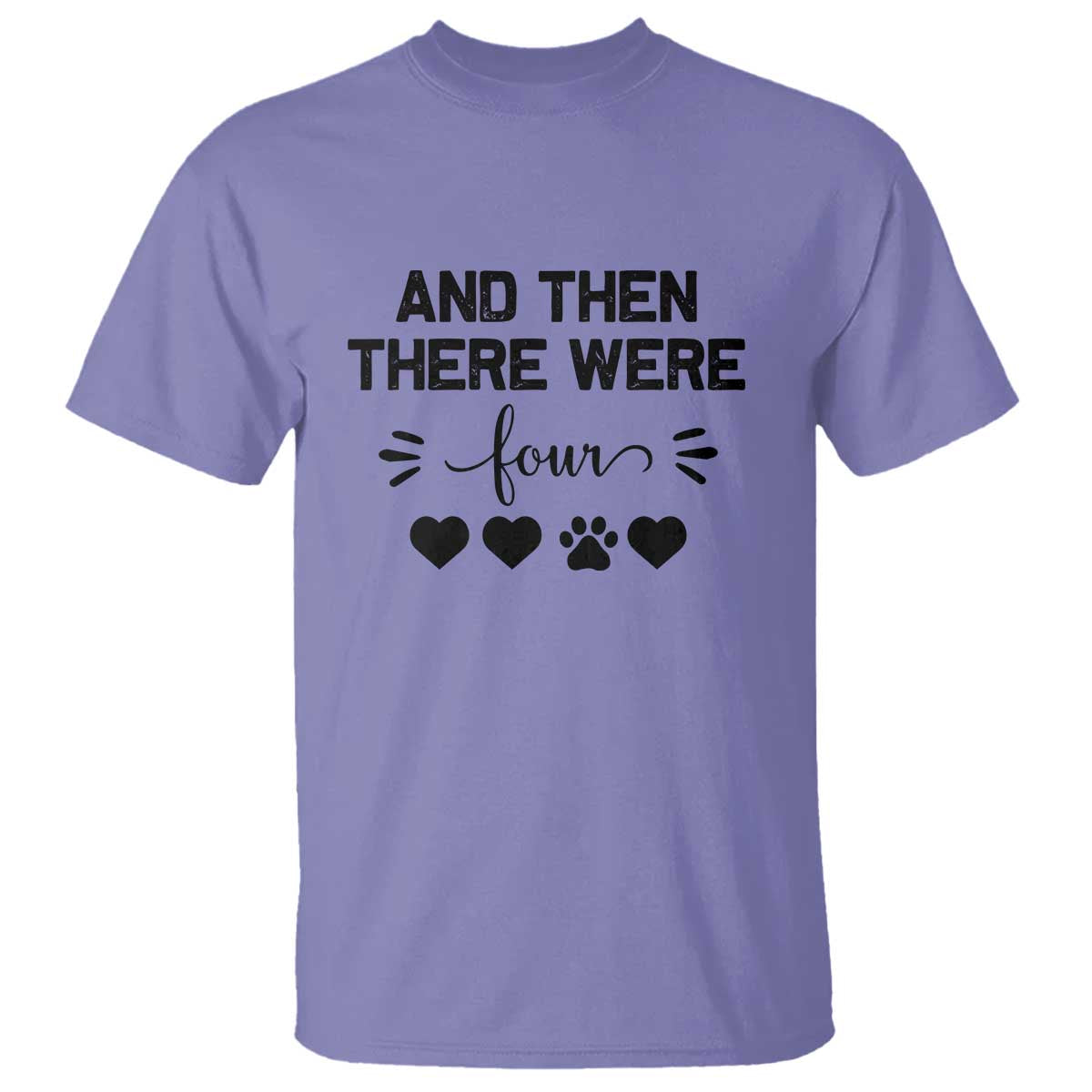 And Then There Were Four T Shirt Pregnancy Baby Announcement With Dog TS10 Violet Print Your Wear