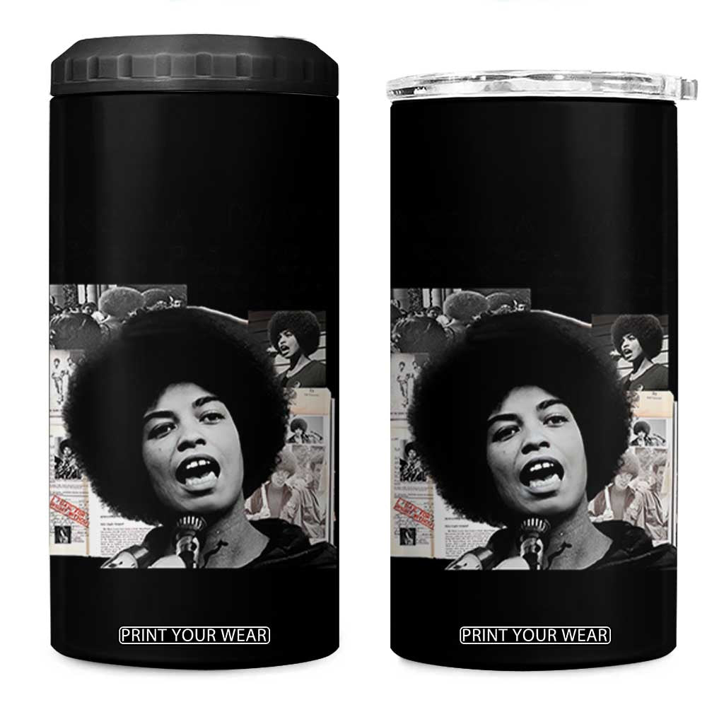 Angela Davis 4 in 1 Can Cooler Tumbler Raise Your Voice Revolutionary Power Liberation TS02 One Size: 16 oz Black Print Your Wear