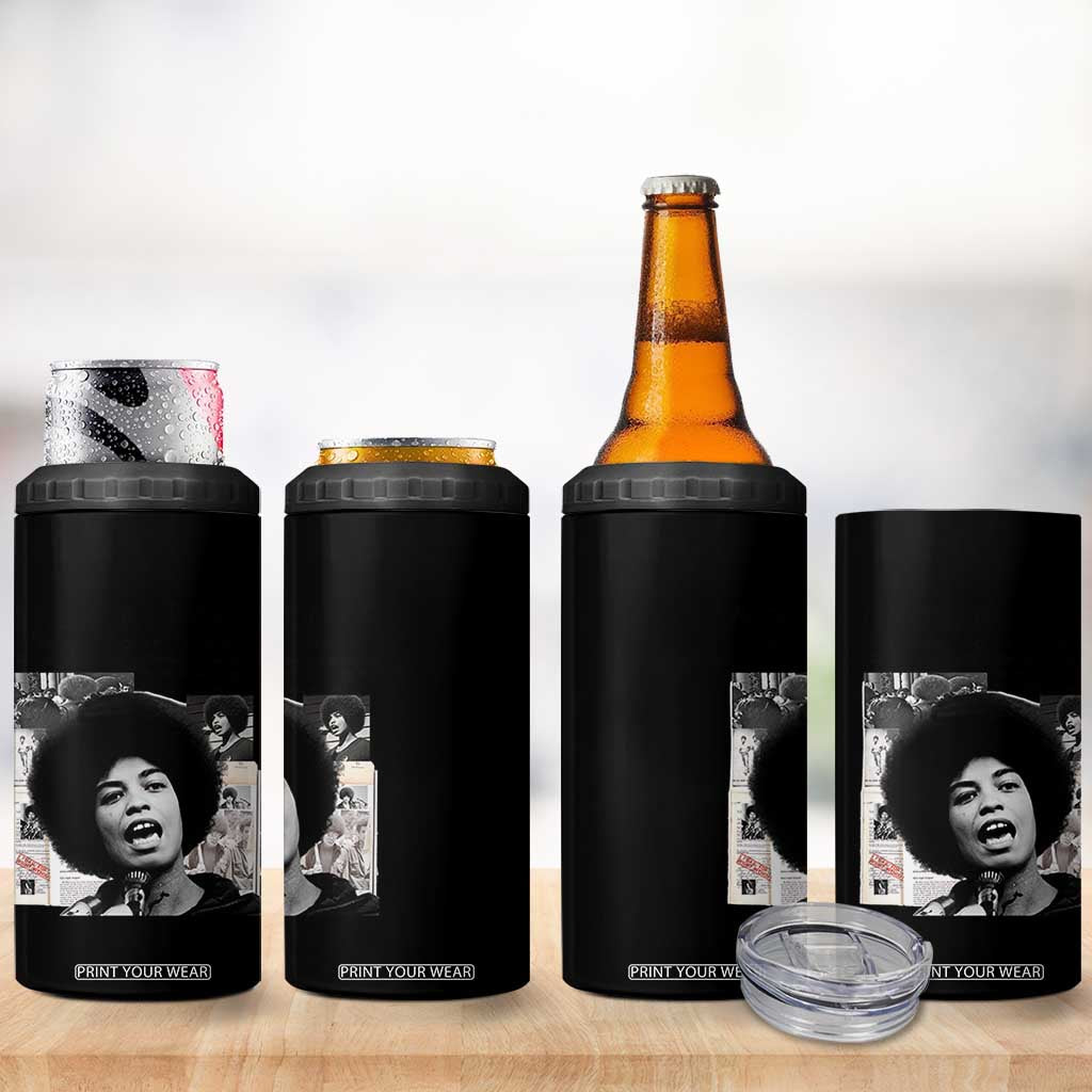 Angela Davis 4 in 1 Can Cooler Tumbler Raise Your Voice Revolutionary Power Liberation TS02 Print Your Wear