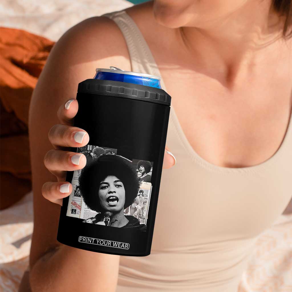Angela Davis 4 in 1 Can Cooler Tumbler Raise Your Voice Revolutionary Power Liberation TS02 Print Your Wear