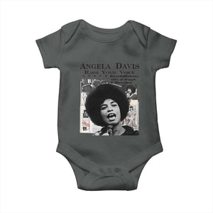 Angela Davis Baby Onesie Raise Your Voice Revolutionary Power Liberation TS02 Dark Heather Print Your Wear