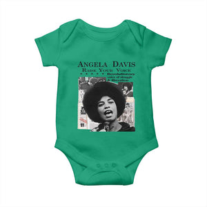 Angela Davis Baby Onesie Raise Your Voice Revolutionary Power Liberation TS02 Irish Green Print Your Wear