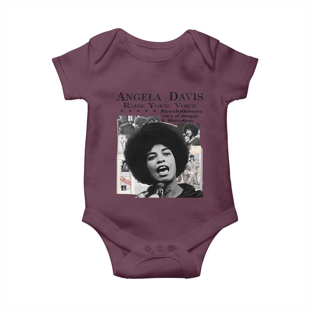 Angela Davis Baby Onesie Raise Your Voice Revolutionary Power Liberation TS02 Maroon Print Your Wear