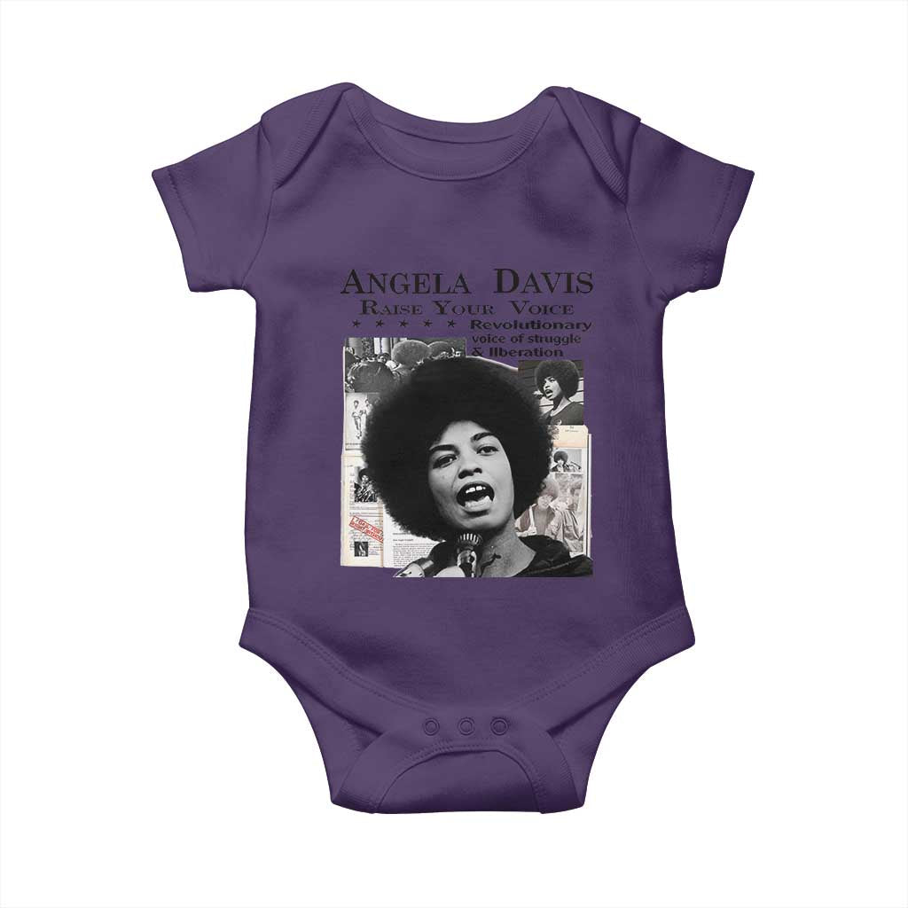Angela Davis Baby Onesie Raise Your Voice Revolutionary Power Liberation TS02 Purple Print Your Wear