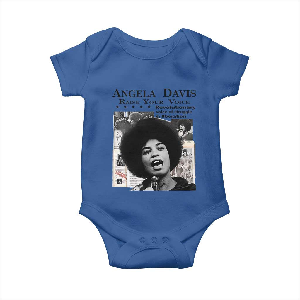 Angela Davis Baby Onesie Raise Your Voice Revolutionary Power Liberation TS02 Royal Blue Print Your Wear