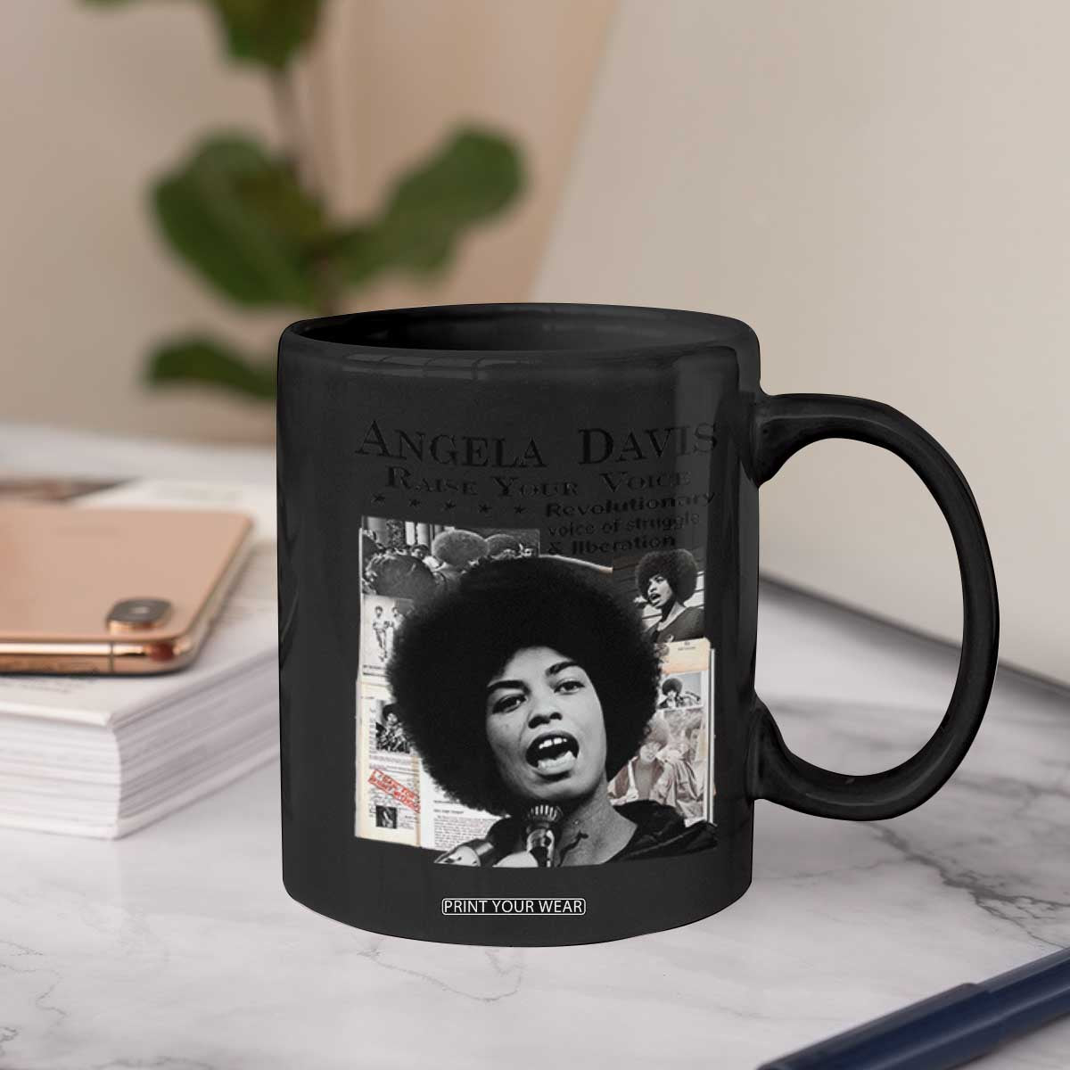 Angela Davis Coffee Mug Raise Your Voice Revolutionary Power Liberation TS02 Print Your Wear