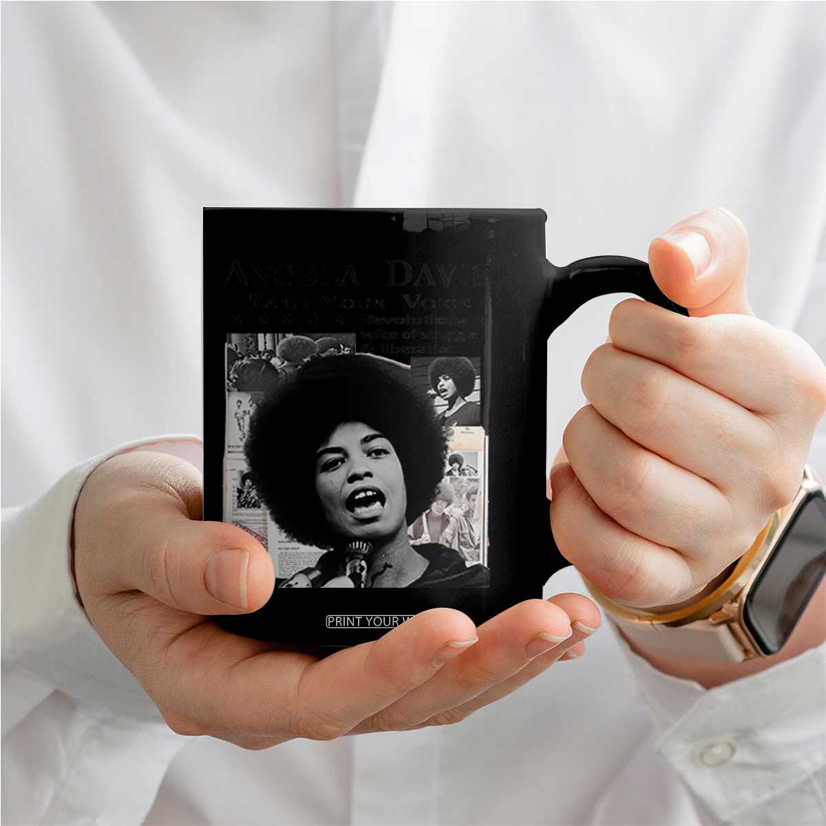 Angela Davis Coffee Mug Raise Your Voice Revolutionary Power Liberation TS02 Print Your Wear