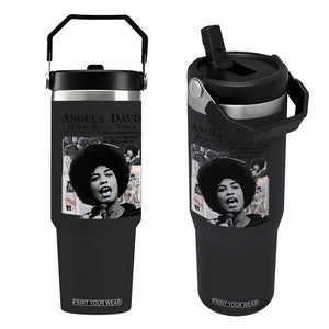 Angela Davis Flip Straw Tumbler Raise Your Voice Revolutionary Power Liberation TS02 One Size: 30 oz Black Print Your Wear