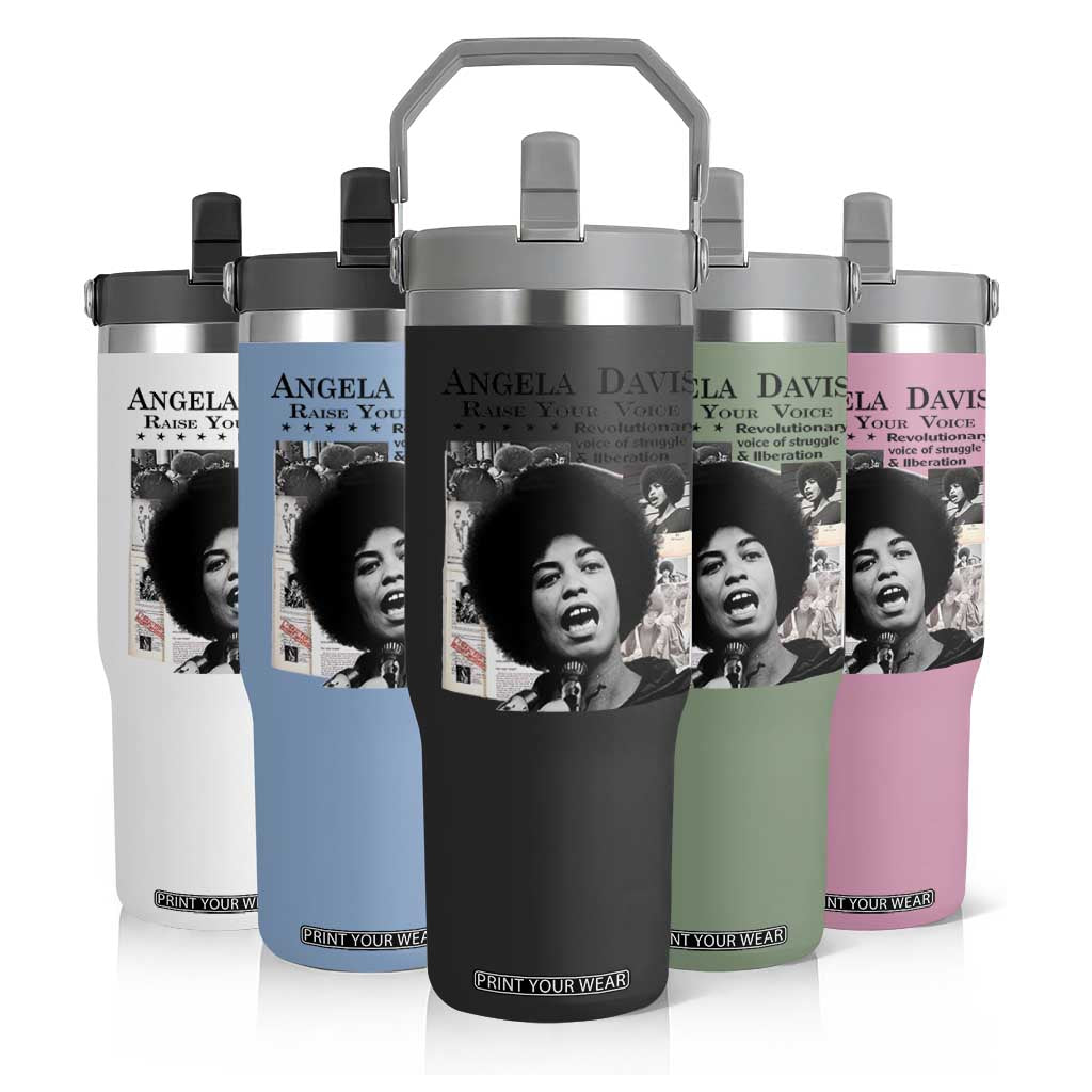 Angela Davis Flip Straw Tumbler Raise Your Voice Revolutionary Power Liberation TS02 Print Your Wear