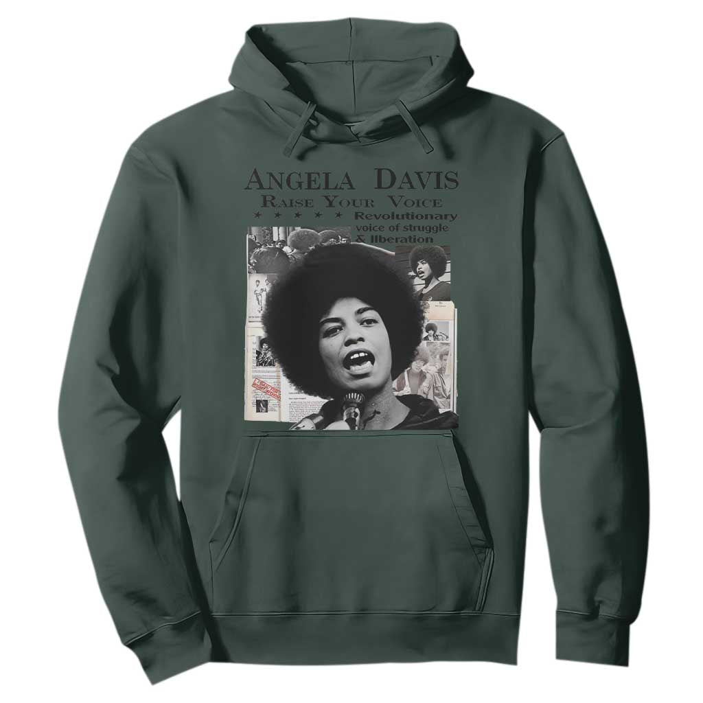 Angela Davis Hoodie Raise Your Voice Revolutionary Power Liberation TS02 Dark Forest Green Print Your Wear