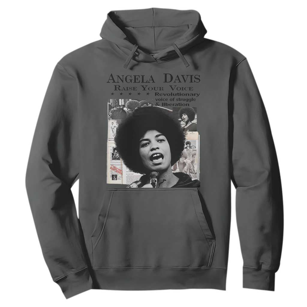 Angela Davis Hoodie Raise Your Voice Revolutionary Power Liberation TS02 Dark Heather Print Your Wear