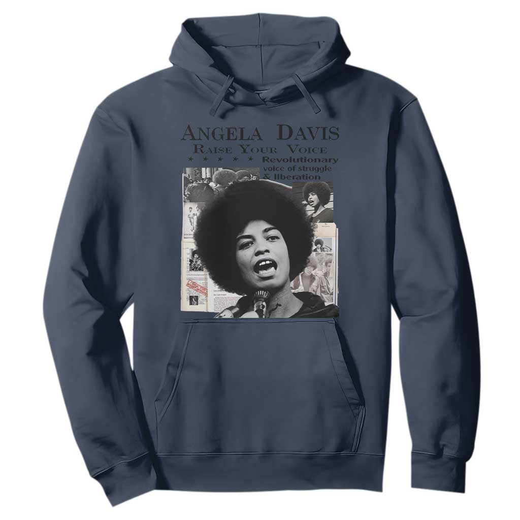 Angela Davis Hoodie Raise Your Voice Revolutionary Power Liberation TS02 Navy Print Your Wear
