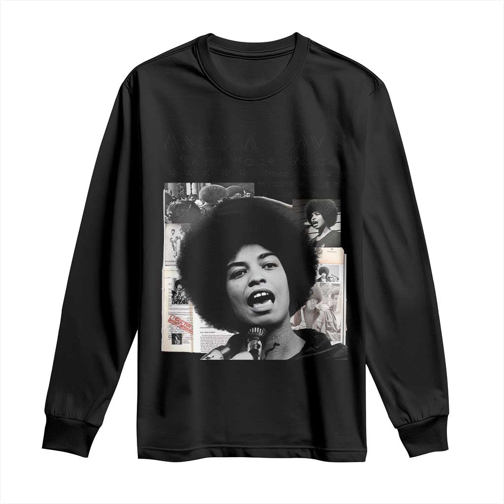 Angela Davis Long Sleeve Shirt Raise Your Voice Revolutionary Power Liberation TS02 Black Print Your Wear