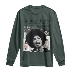 Angela Davis Long Sleeve Shirt Raise Your Voice Revolutionary Power Liberation TS02 Dark Forest Green Print Your Wear