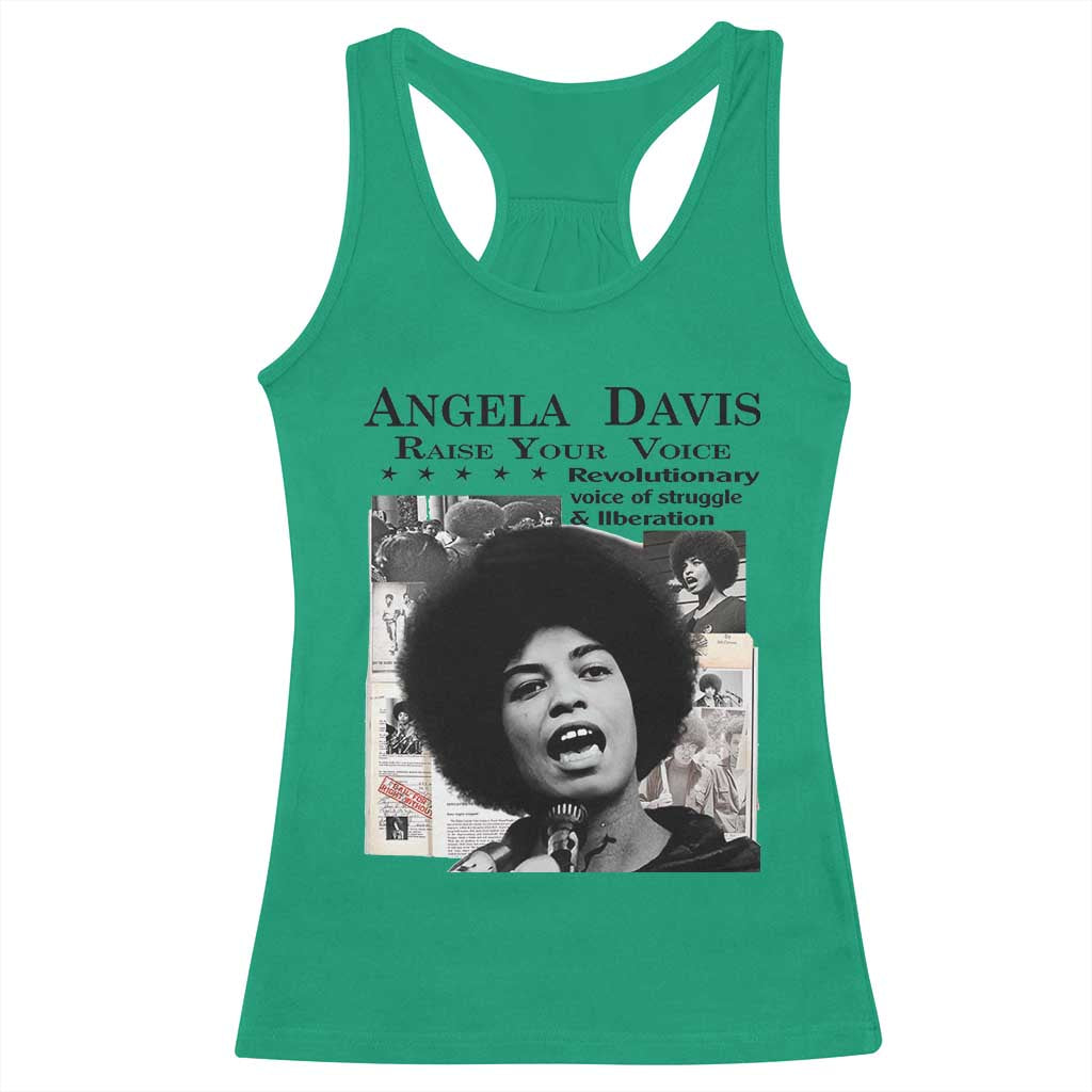 Angela Davis Racerback Tank Top Raise Your Voice Revolutionary Power Liberation TS02 Irish Green Print Your Wear