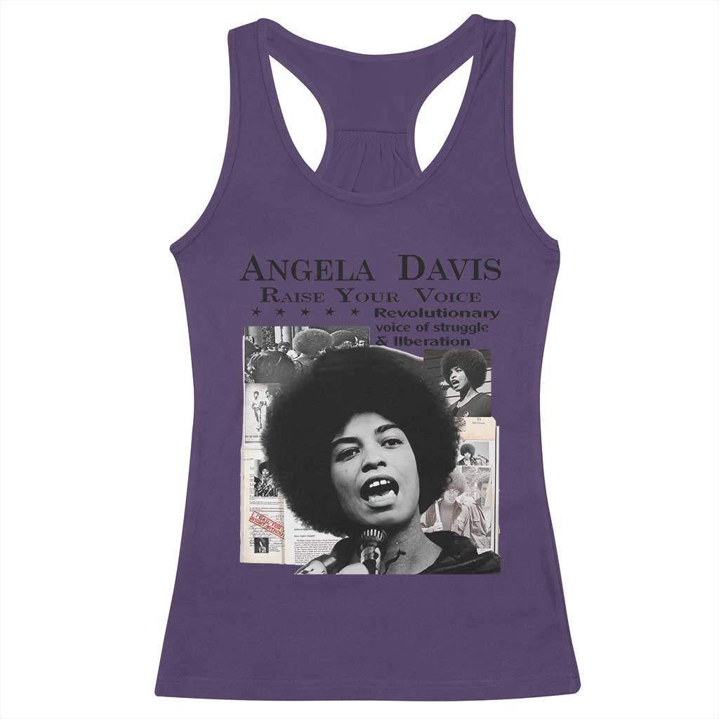 Angela Davis Racerback Tank Top Raise Your Voice Revolutionary Power Liberation TS02 Purple Print Your Wear