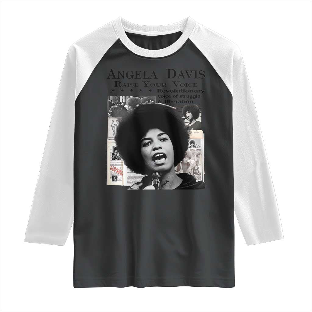 Angela Davis Raglan Shirt Raise Your Voice Revolutionary Power Liberation TS02 Black White Print Your Wear