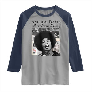 Angela Davis Raglan Shirt Raise Your Voice Revolutionary Power Liberation TS02 Sport Gray Navy Print Your Wear