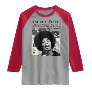 Angela Davis Raglan Shirt Raise Your Voice Revolutionary Power Liberation TS02 Sport Gray Red Print Your Wear