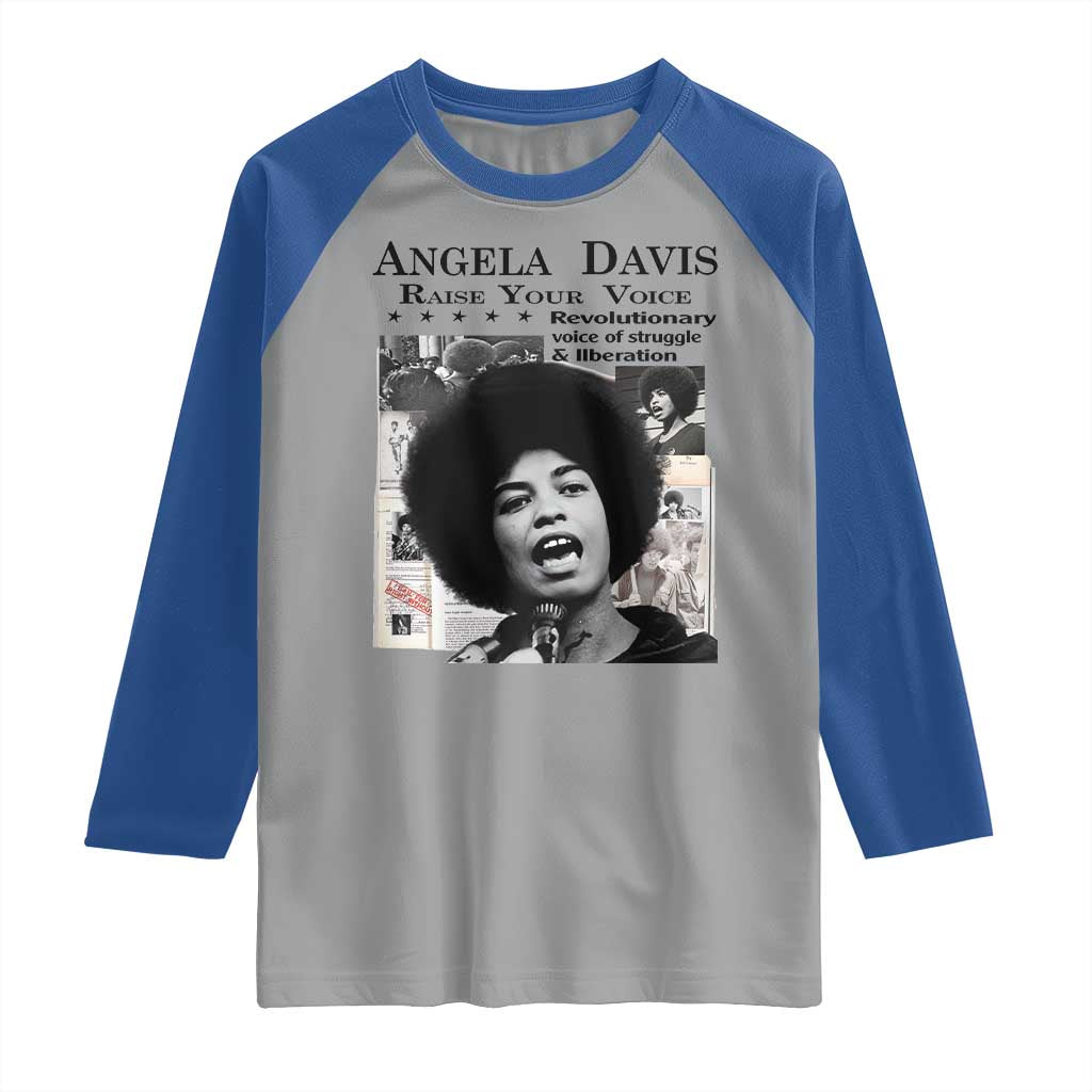 Angela Davis Raglan Shirt Raise Your Voice Revolutionary Power Liberation TS02 Sport Gray Royal Print Your Wear