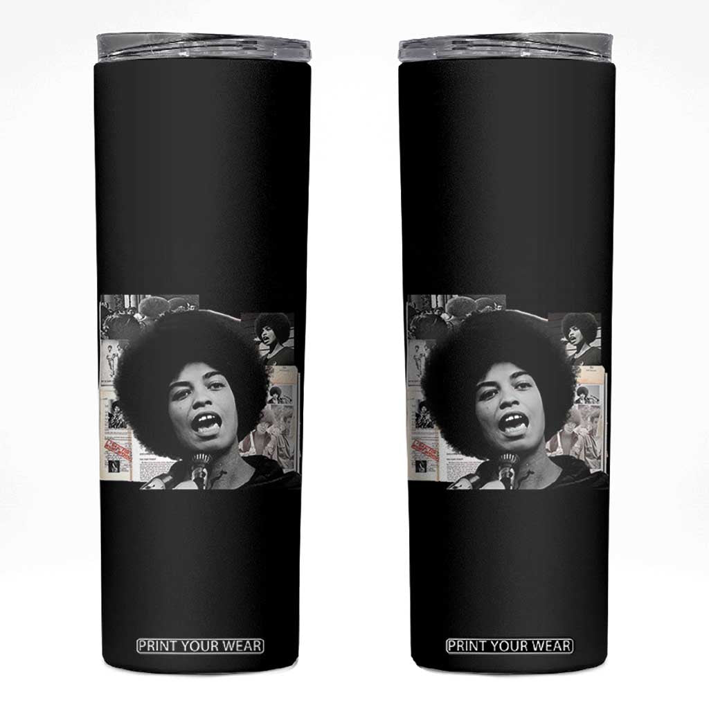 Angela Davis Skinny Tumbler Raise Your Voice Revolutionary Power Liberation TS02 Black Print Your Wear