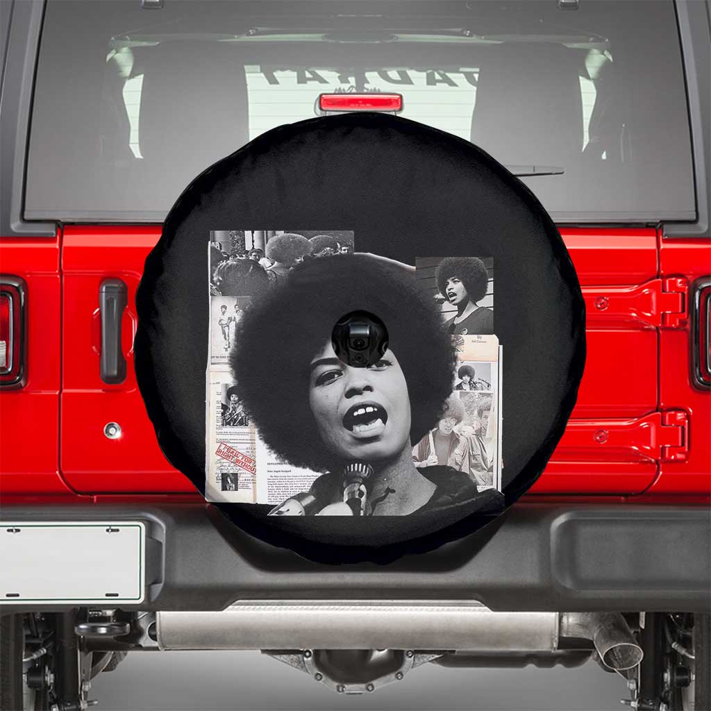 Angela Davis Spare Tire Cover Raise Your Voice Revolutionary Power Liberation TS02 Black Print Your Wear