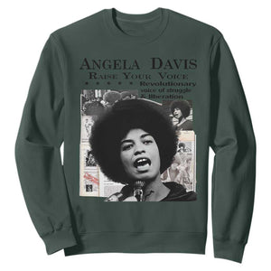 Angela Davis Sweatshirt Raise Your Voice Revolutionary Power Liberation TS02 Dark Forest Green Print Your Wear