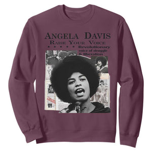 Angela Davis Sweatshirt Raise Your Voice Revolutionary Power Liberation TS02 Maroon Print Your Wear