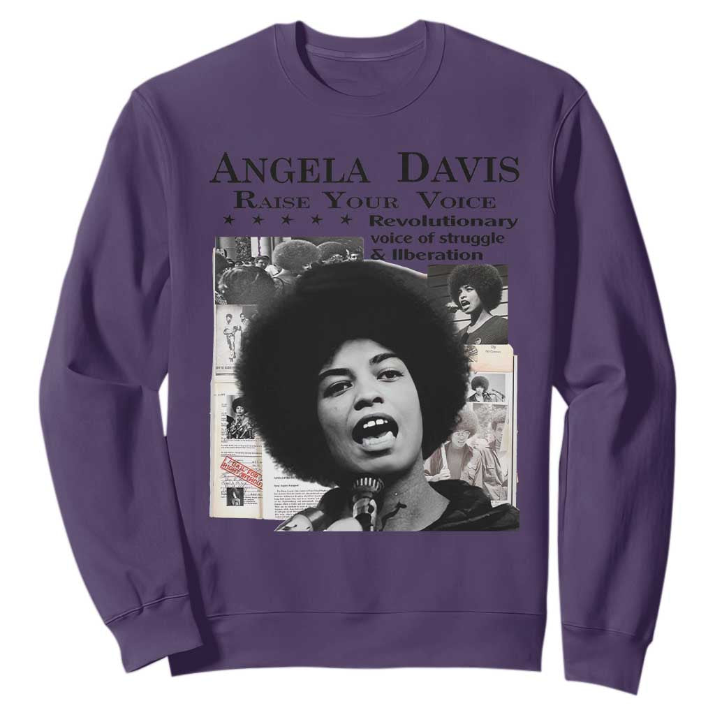 Angela Davis Sweatshirt Raise Your Voice Revolutionary Power Liberation TS02 Purple Print Your Wear