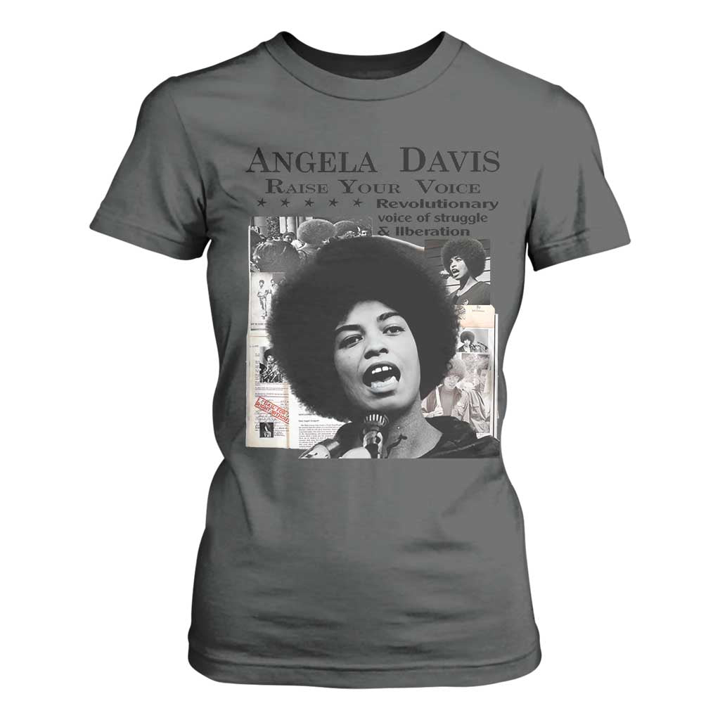 Angela Davis T Shirt For Women Raise Your Voice Revolutionary Power Liberation TS02 Dark Heather Print Your Wear