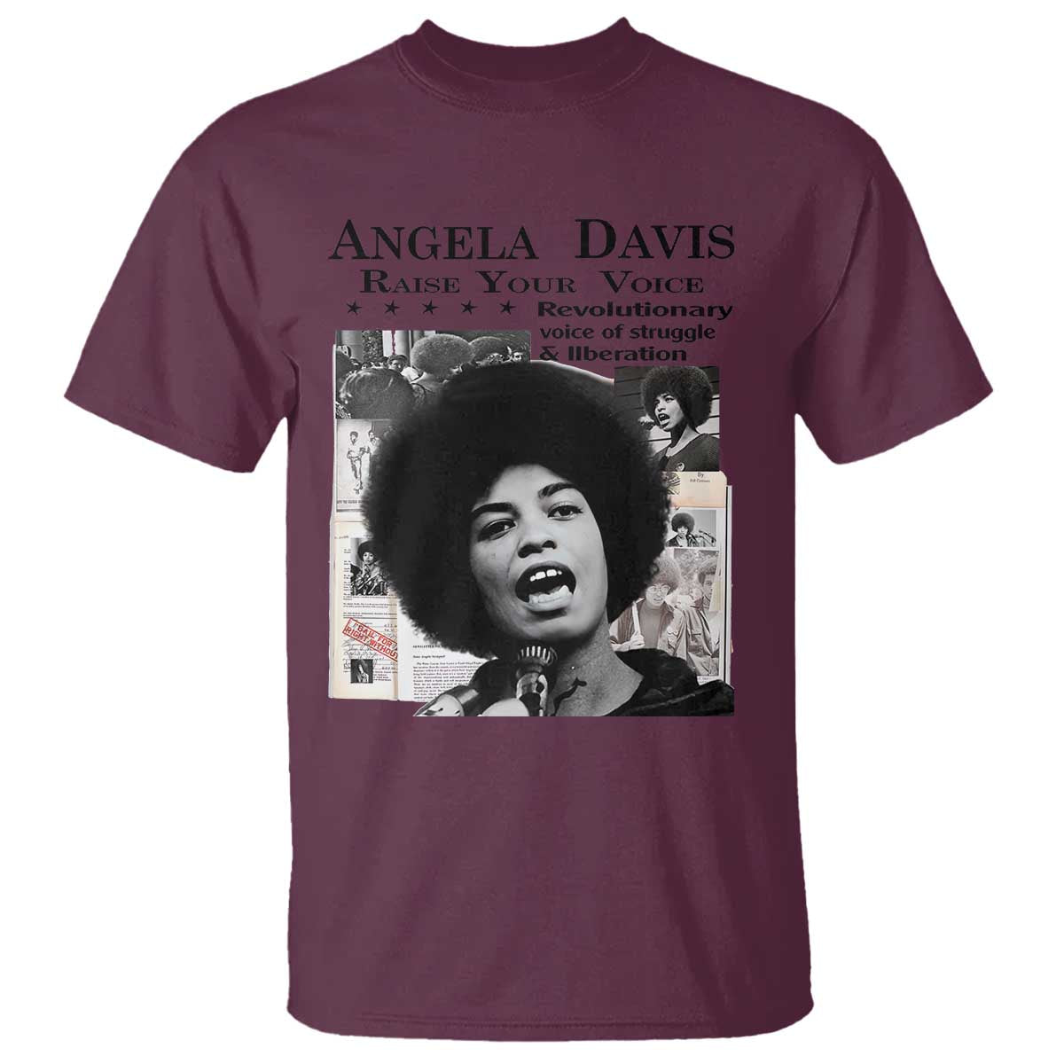 Angela Davis T Shirt Raise Your Voice Revolutionary Power Liberation TS02 Maroon Print Your Wear