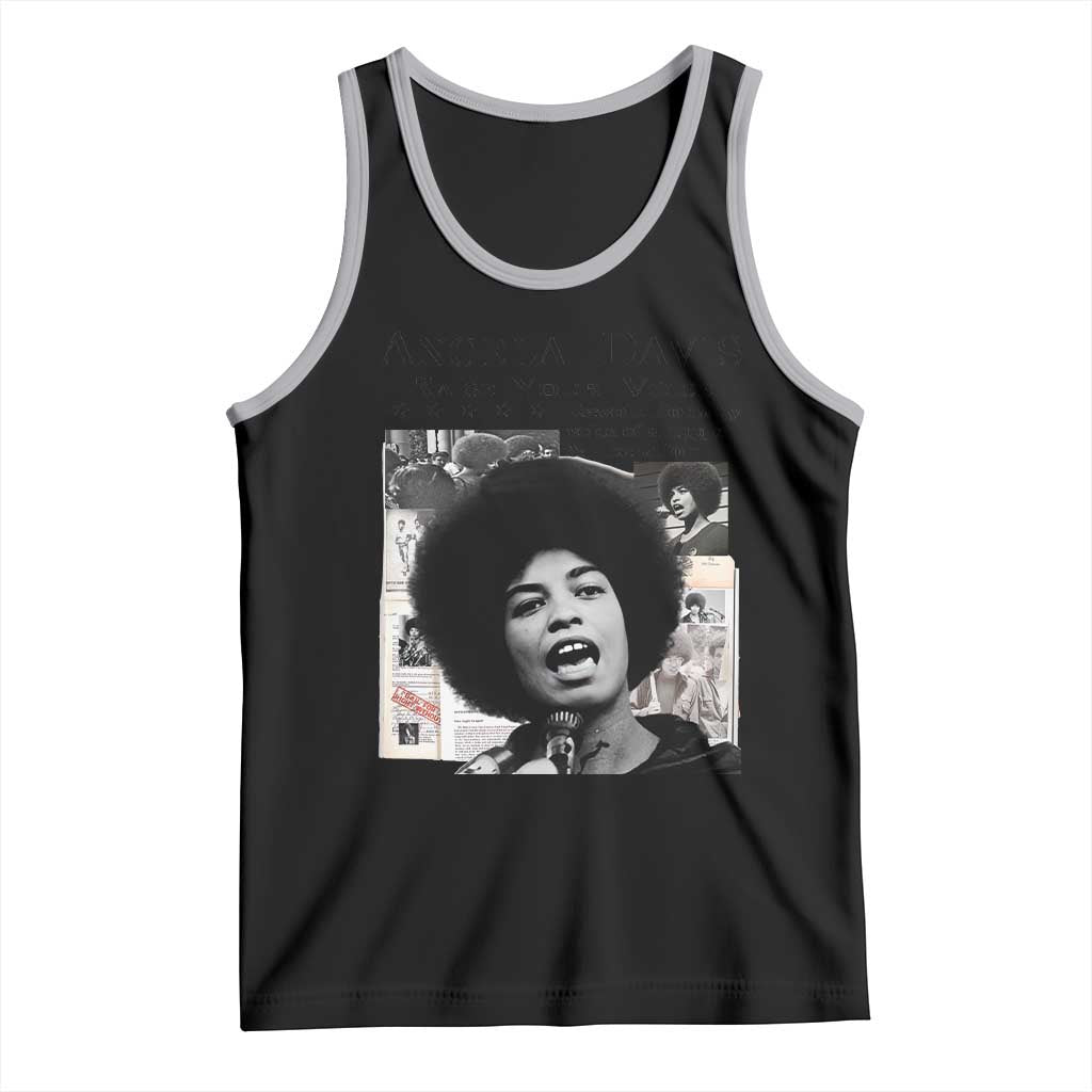 Angela Davis Tank Top Raise Your Voice Revolutionary Power Liberation TS02 Black Athletic Heather Print Your Wear