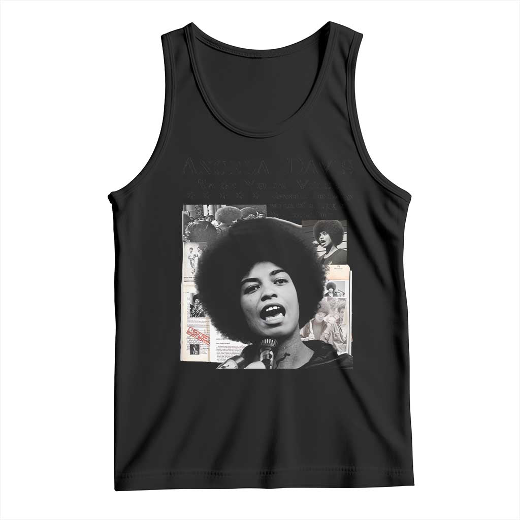 Angela Davis Tank Top Raise Your Voice Revolutionary Power Liberation TS02 Black Print Your Wear