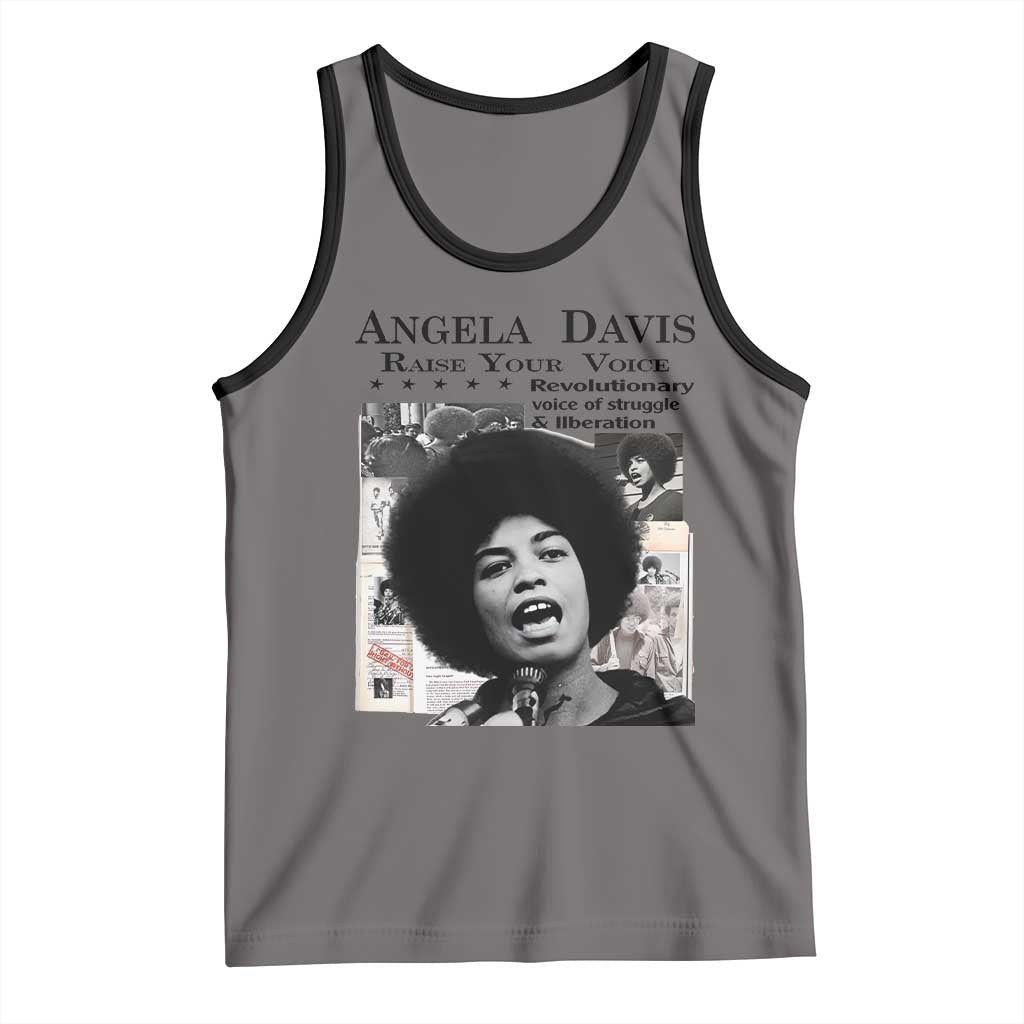 Angela Davis Tank Top Raise Your Voice Revolutionary Power Liberation TS02 Deep Heather Black Print Your Wear