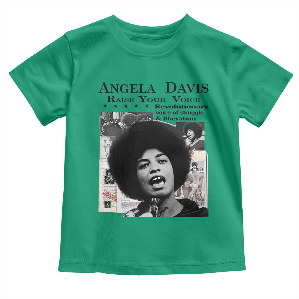 Angela Davis Toddler T Shirt Raise Your Voice Revolutionary Power Liberation TS02 Irish Green Print Your Wear