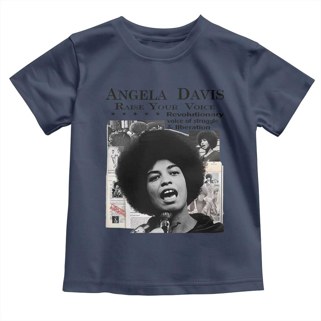 Angela Davis Toddler T Shirt Raise Your Voice Revolutionary Power Liberation TS02 Navy Print Your Wear
